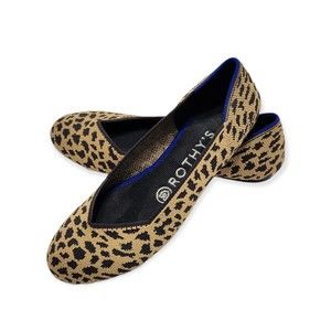 Rothy's The Flat Shoes Round Toe Animal Print Upper Gray Sole Womens Size 6.5